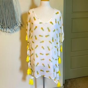 Xhilaration Pineapple Fruit Tassel Swim Coverup